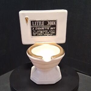 Vintage Little John Toilet Ashtray And Cigarette Holder Complete Bathroom Decor